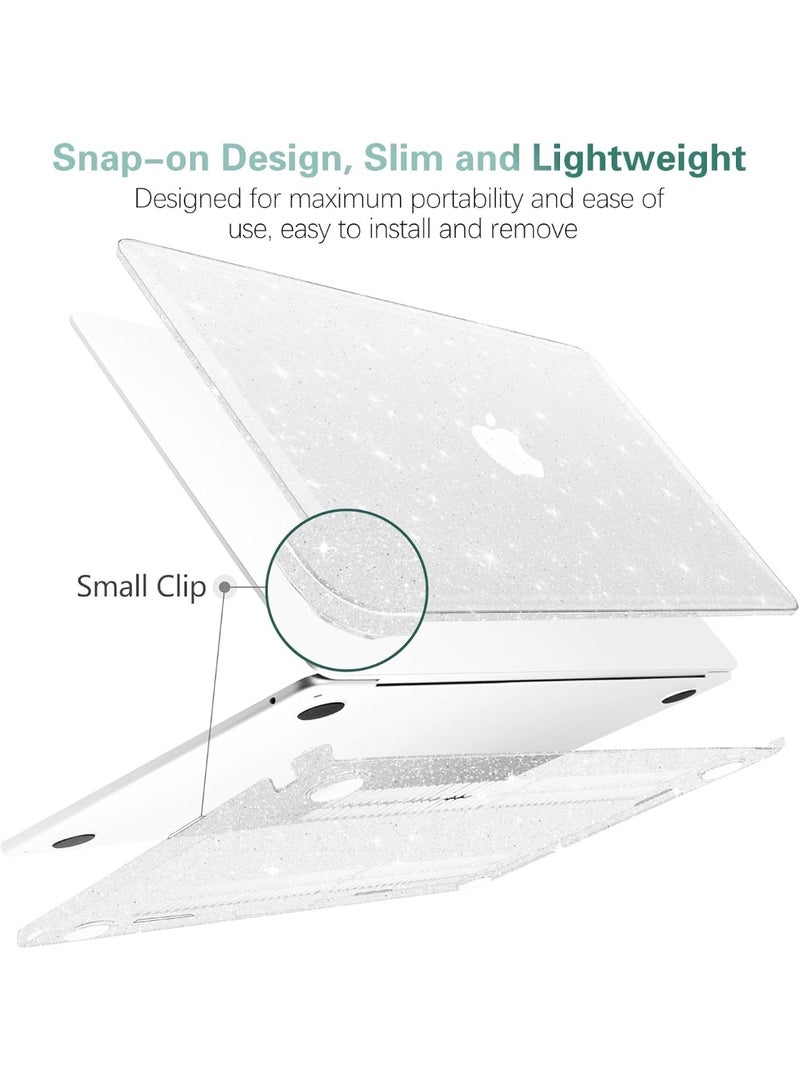Sparkly Glitter Star Case for MacBook Pro 14 Inch M5 A3434 M4 A3112 A3185 A3401 A2918 A2992 M3 A2779 M2 A2442 M1 Pro Max, Black Hard Shell Case for MacBook Pro 14 2025-2021 Release,Clear - Image 5